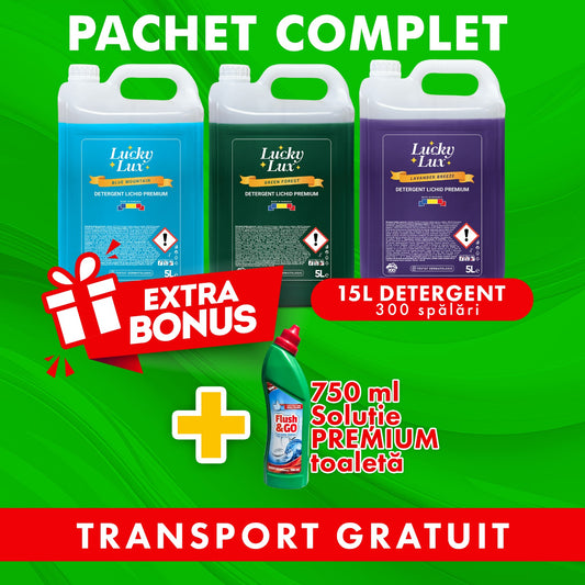 Pachet COMPLET 3x5L Detergent + Bonus Gratuit - Flush&GO!